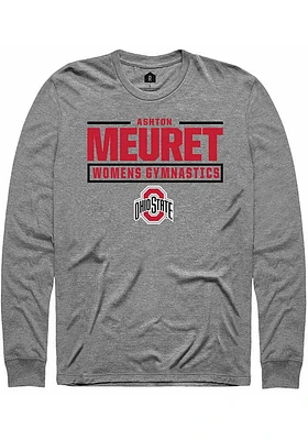 Ashton Meuret  Ohio State Buckeyes Graphite Rally NIL Stacked Box Long Sleeve T Shirt