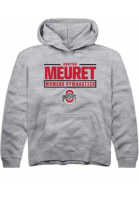 Ashton Meuret  Rally Ohio State Buckeyes Youth Grey NIL Stacked Box Long Sleeve Hoodie