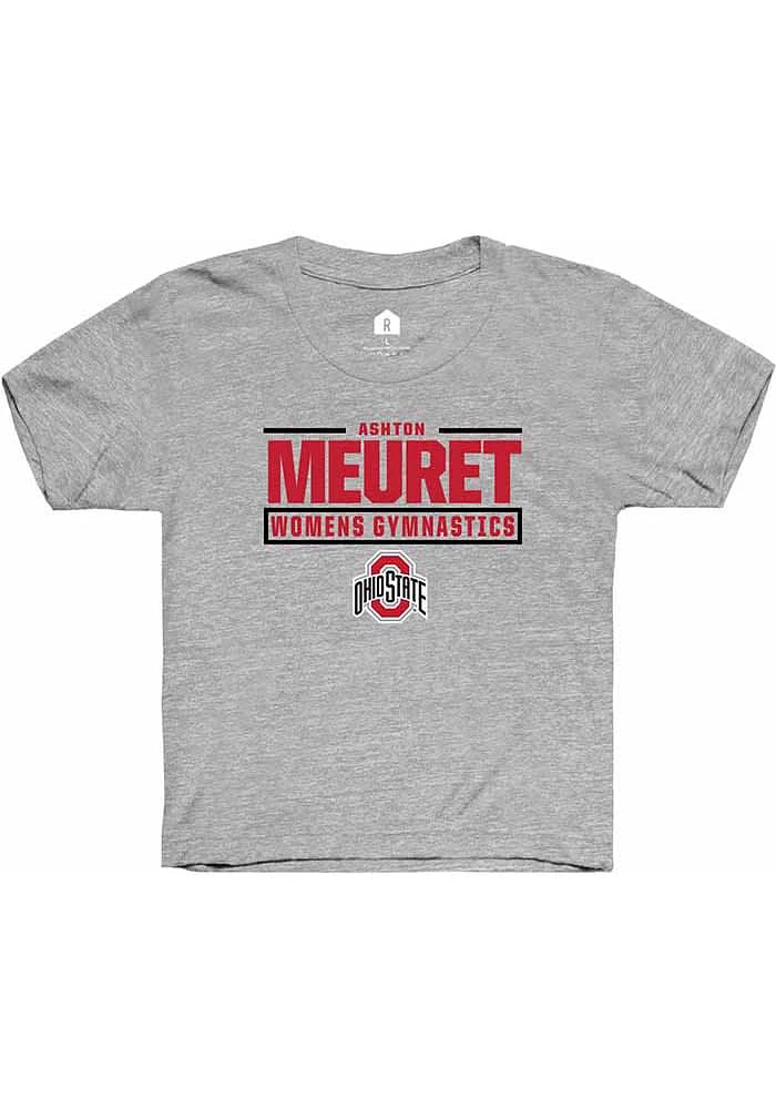 Ashton Meuret Rally Ohio State Buckeyes Youth Grey NIL Stacked Box Short Sleeve T-Shirt