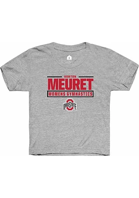 Ashton Meuret  Rally Ohio State Buckeyes Youth Grey NIL Stacked Box Short Sleeve T-Shirt