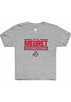 Ashton Meuret  Rally Ohio State Buckeyes Youth Grey NIL Stacked Box Short Sleeve T-Shirt