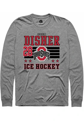 Brooke Disher  Ohio State Buckeyes Grey Rally NIL Striped Long Sleeve T Shirt