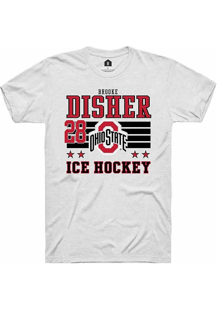 Brooke Disher Ohio State Buckeyes White Rally NIL Striped Short Sleeve T Shirt