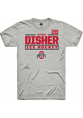Brooke Disher  Ohio State Buckeyes Ash Rally NIL Stacked Box Short Sleeve T Shirt