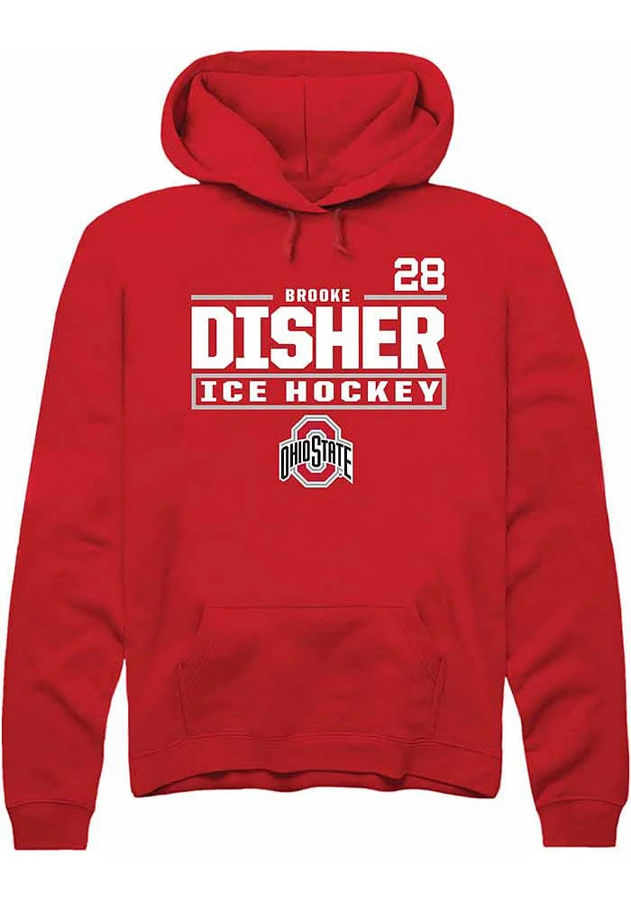 Brooke Disher Rally Ohio State Buckeyes Mens NIL Stacked Box Long Sleeve Hoodie