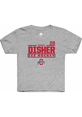 Brooke Disher  Rally Ohio State Buckeyes Youth Grey NIL Stacked Box Short Sleeve T-Shirt