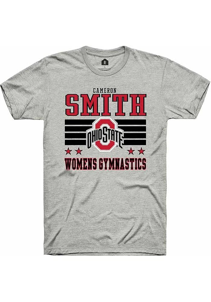 Cameron Smith Ohio State Buckeyes Ash Rally NIL Striped Short Sleeve T Shirt
