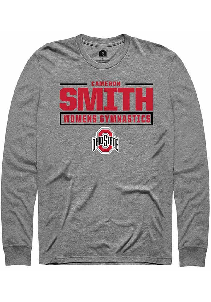 Cameron Smith Ohio State Buckeyes Graphite Rally NIL Stacked Box Long Sleeve T Shirt
