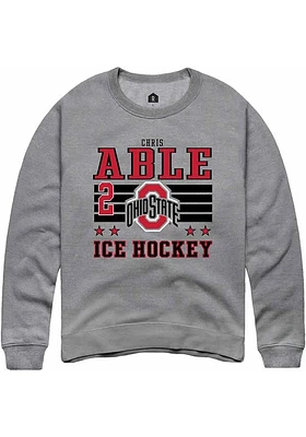 Chris Able Rally Ohio State Buckeyes Mens NIL Striped Long Sleeve Crew Sweatshirt