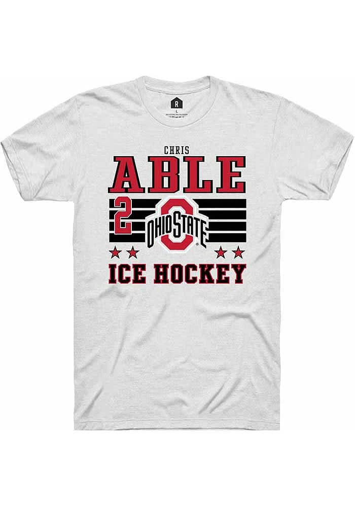 Chris Able Ohio State Buckeyes White Rally NIL Striped Short Sleeve T Shirt