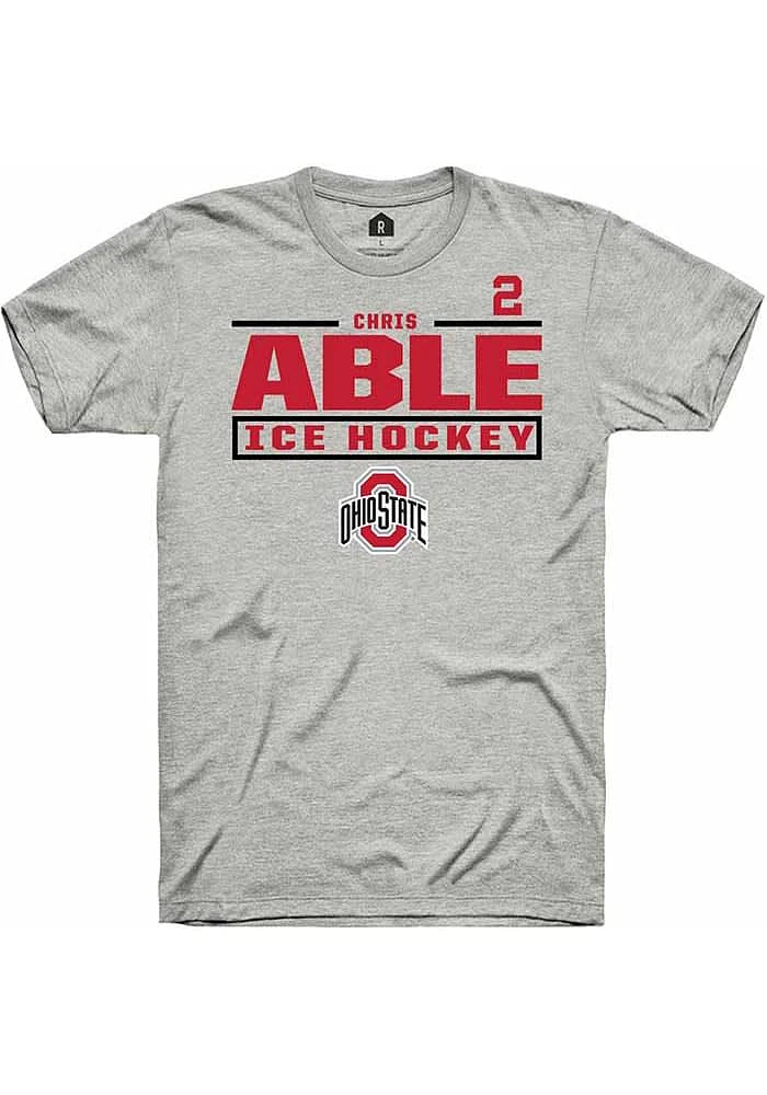 Chris Able Ohio State Buckeyes Ash Rally NIL Stacked Box Short Sleeve T Shirt
