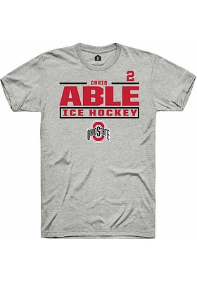 Chris Able  Ohio State Buckeyes Ash Rally NIL Stacked Box Short Sleeve T Shirt