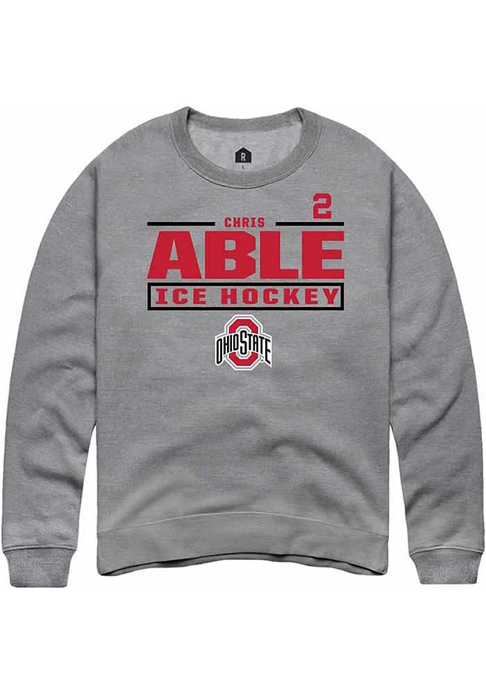 Chris Able Rally Ohio State Buckeyes Mens Graphite NIL Stacked Box Long Sleeve Crew Sweatshirt