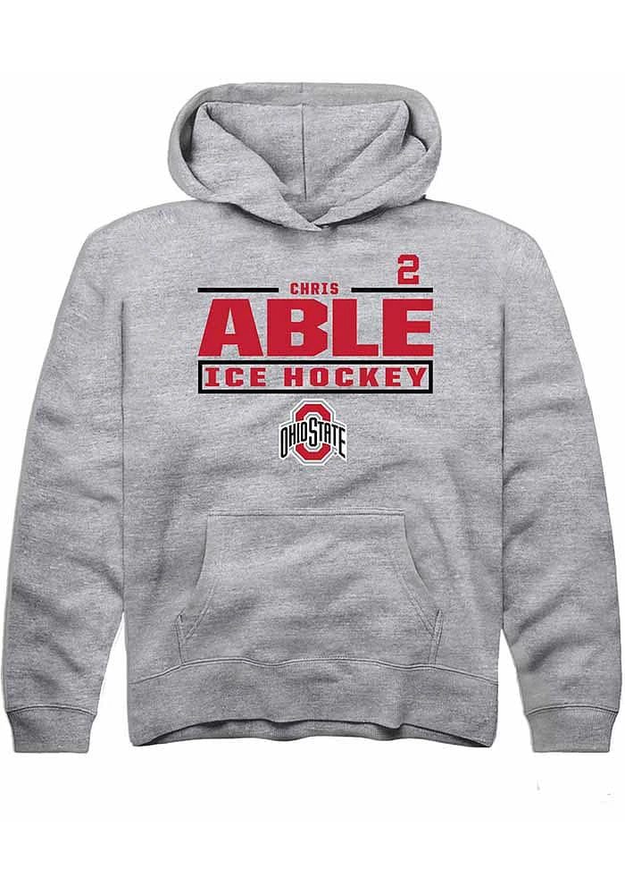 Chris Able  Rally Ohio State Buckeyes Youth Grey NIL Stacked Box Long Sleeve Hoodie