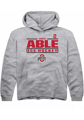 Chris Able  Rally Ohio State Buckeyes Youth Grey NIL Stacked Box Long Sleeve Hoodie