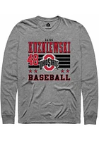 Gavin Kuzniewski  Ohio State Buckeyes Grey Rally NIL Striped Long Sleeve T Shirt