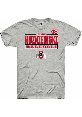 Gavin Kuzniewski  Ohio State Buckeyes Ash Rally NIL Stacked Box Short Sleeve T Shirt