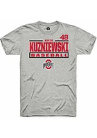 Gavin Kuzniewski  Ohio State Buckeyes Ash Rally NIL Stacked Box Short Sleeve T Shirt