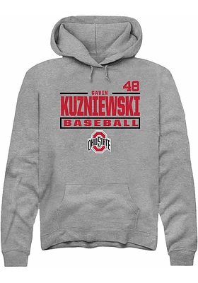 Gavin Kuzniewski  Rally Ohio State Buckeyes Mens Graphite NIL Stacked Box Long Sleeve Hoodie