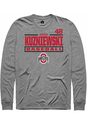 Gavin Kuzniewski  Ohio State Buckeyes Graphite Rally NIL Stacked Box Long Sleeve T Shirt
