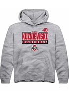 Gavin Kuzniewski  Rally Ohio State Buckeyes Youth Grey NIL Stacked Box Long Sleeve Hoodie