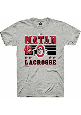 Joe Matan  Ohio State Buckeyes Ash Rally NIL Striped Short Sleeve T Shirt