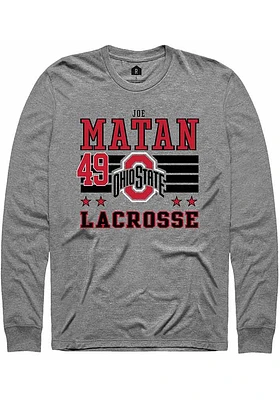 Joe Matan  Ohio State Buckeyes Grey Rally NIL Striped Long Sleeve T Shirt