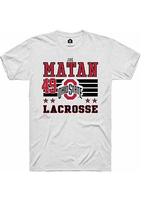 Joe Matan  Ohio State Buckeyes White Rally NIL Striped Short Sleeve T Shirt