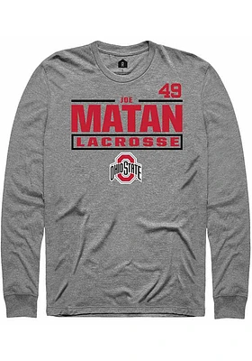 Joe Matan  Ohio State Buckeyes Graphite Rally NIL Stacked Box Long Sleeve T Shirt