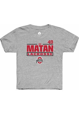 Joe Matan  Rally Ohio State Buckeyes Youth Grey NIL Stacked Box Short Sleeve T-Shirt