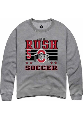 Johnny Rush Rally Ohio State Buckeyes Mens NIL Striped Long Sleeve Crew Sweatshirt