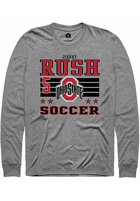 Johnny Rush  Ohio State Buckeyes Grey Rally NIL Striped Long Sleeve T Shirt