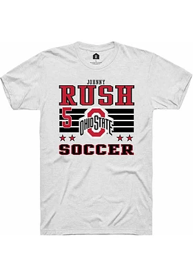 Johnny Rush  Ohio State Buckeyes White Rally NIL Striped Short Sleeve T Shirt