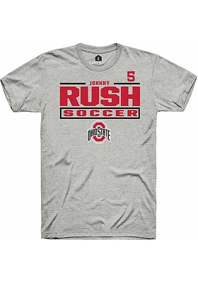 Johnny Rush  Ohio State Buckeyes Ash Rally NIL Stacked Box Short Sleeve T Shirt