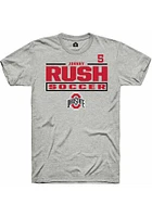 Johnny Rush  Ohio State Buckeyes Ash Rally NIL Stacked Box Short Sleeve T Shirt