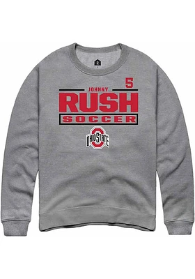 Johnny Rush  Rally Ohio State Buckeyes Mens Graphite NIL Stacked Box Long Sleeve Crew Sweatshirt