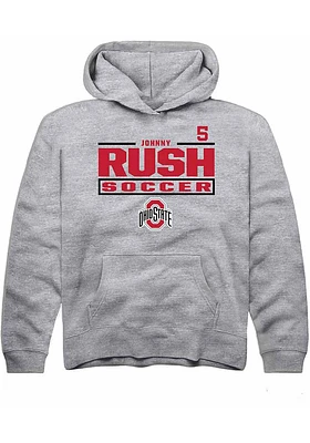 Johnny Rush  Rally Ohio State Buckeyes Youth Grey NIL Stacked Box Long Sleeve Hoodie