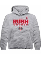 Johnny Rush  Rally Ohio State Buckeyes Youth Grey NIL Stacked Box Long Sleeve Hoodie