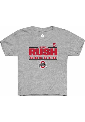 Johnny Rush  Rally Ohio State Buckeyes Youth Grey NIL Stacked Box Short Sleeve T-Shirt