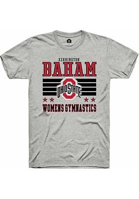 Kerrington Baham  Ohio State Buckeyes Ash Rally NIL Striped Short Sleeve T Shirt