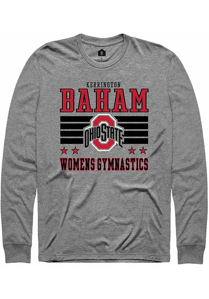 Kerrington Baham Ohio State Buckeyes Grey Rally NIL Striped Long Sleeve T Shirt