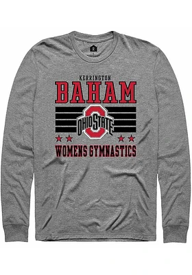 Kerrington Baham  Ohio State Buckeyes Grey Rally NIL Striped Long Sleeve T Shirt