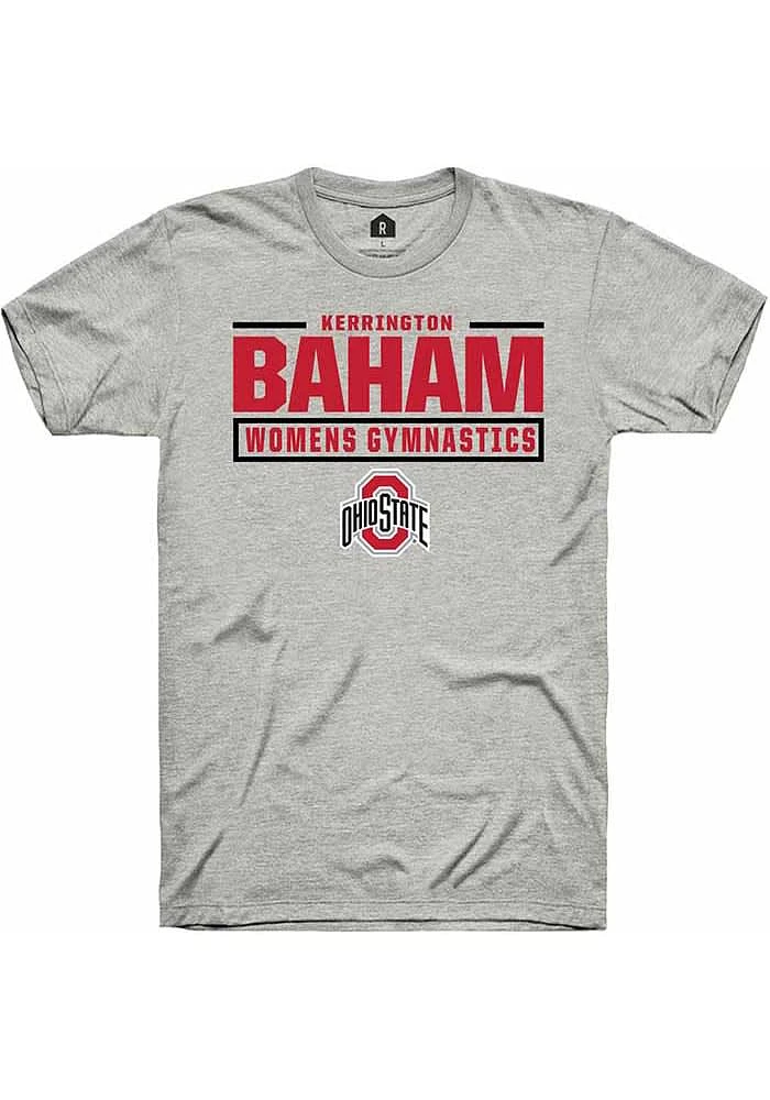 Kerrington Baham Ohio State Buckeyes Ash Rally NIL Stacked Box Short Sleeve T Shirt
