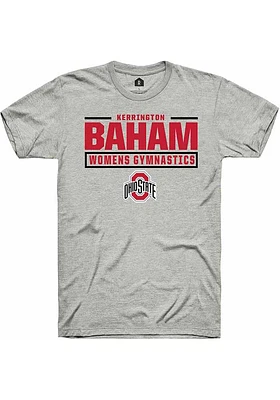 Kerrington Baham  Ohio State Buckeyes Ash Rally NIL Stacked Box Short Sleeve T Shirt