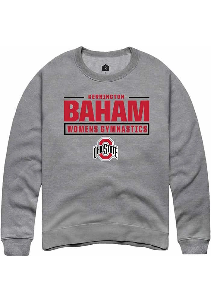 Kerrington Baham Rally Ohio State Buckeyes Mens Graphite NIL Stacked Box Long Sleeve Crew Sweatsh..