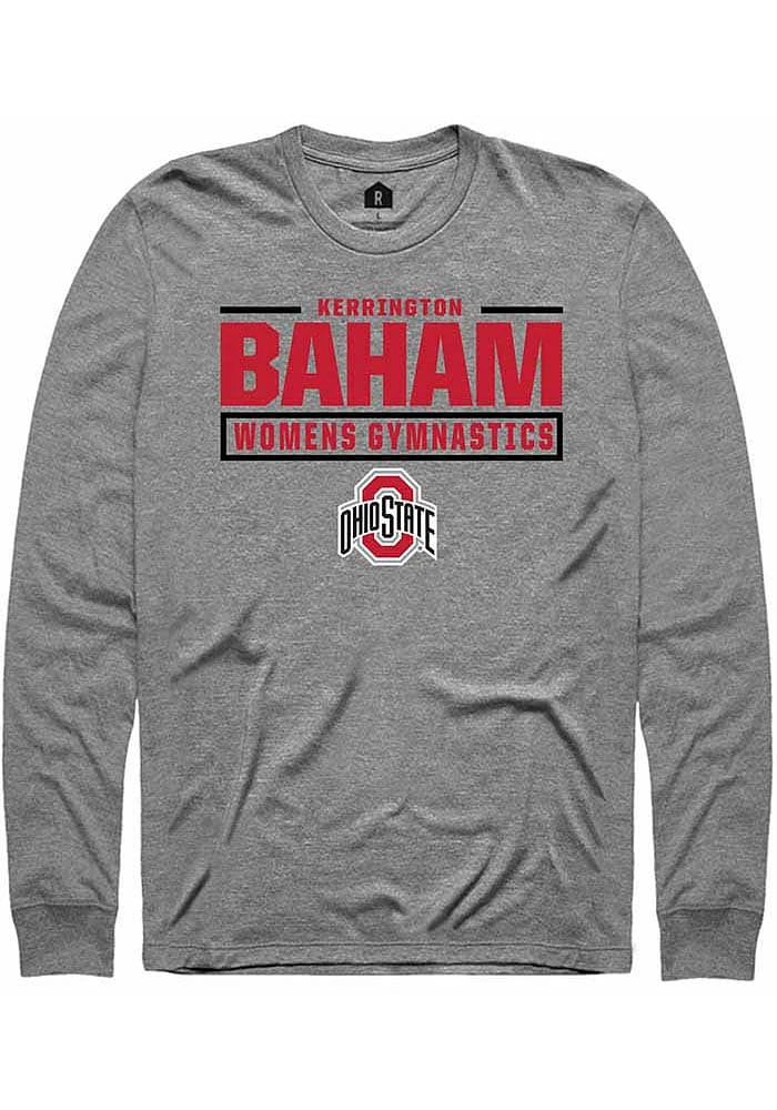 Kerrington Baham Ohio State Buckeyes Graphite Rally NIL Stacked Box Long Sleeve T Shirt