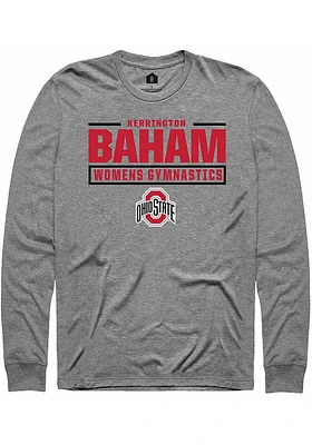 Kerrington Baham  Ohio State Buckeyes Graphite Rally NIL Stacked Box Long Sleeve T Shirt