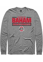 Kerrington Baham  Ohio State Buckeyes Graphite Rally NIL Stacked Box Long Sleeve T Shirt