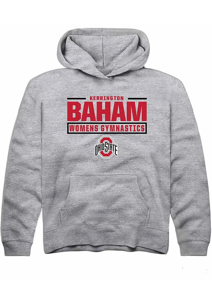 Kerrington Baham Rally Ohio State Buckeyes Youth Grey NIL Stacked Box Long Sleeve Hoodie