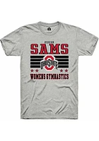 Reagan Sams  Ohio State Buckeyes Ash Rally NIL Striped Short Sleeve T Shirt